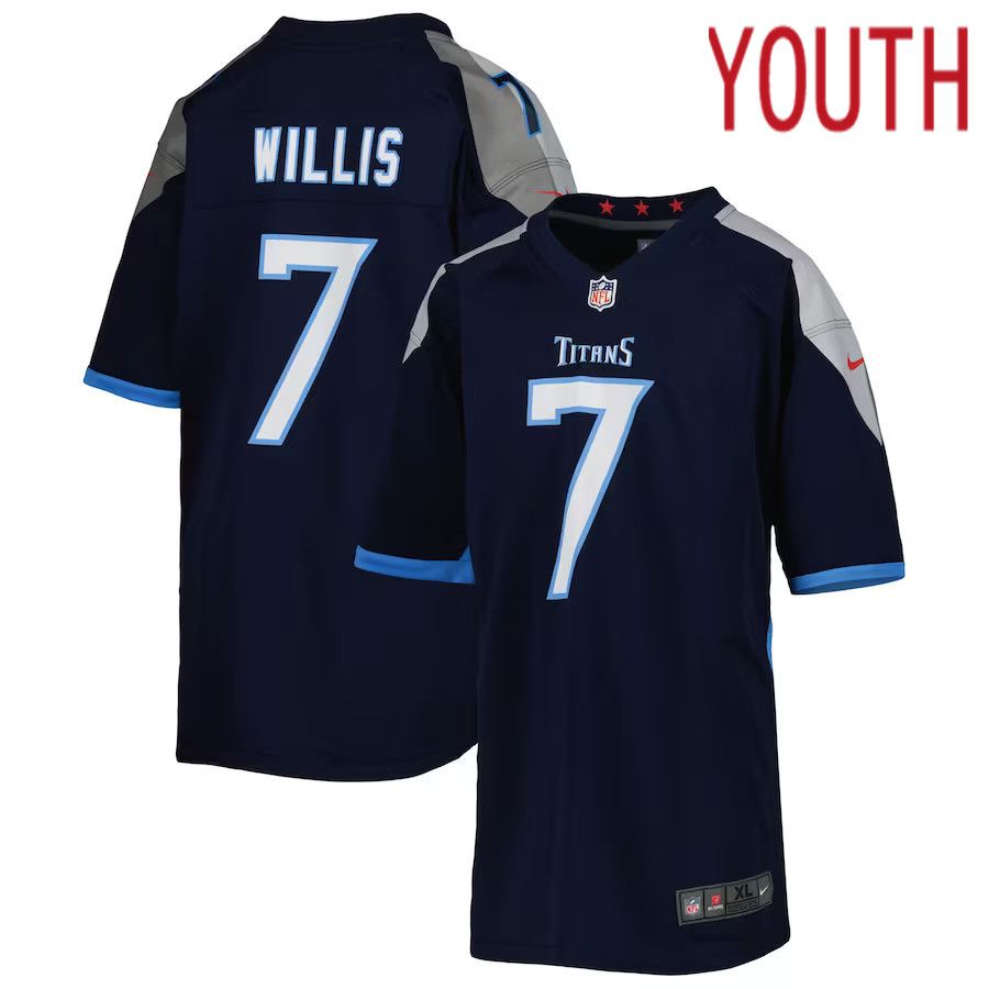 Youth Tennessee Titans #7 Malik Willis Nike Navy Game NFL Jersey->youth nfl jersey->Youth Jersey